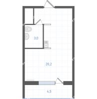 Студия 24,6 м² в ЖК Левенцовка парк, дом Корпус 8-12.1 - планировка