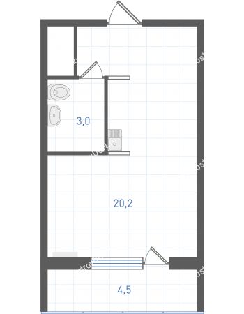 Студия 24,6 м² в ЖК Левенцовка парк, дом Корпус 8-12.1