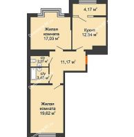2 комнатная квартира 68,47 м² в ЖК Сердце, дом 1 - планировка