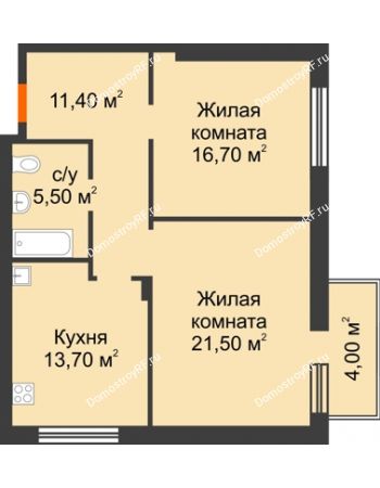 2 комнатная квартира 70 м² - Жилой дом по ул. Им. Семашко