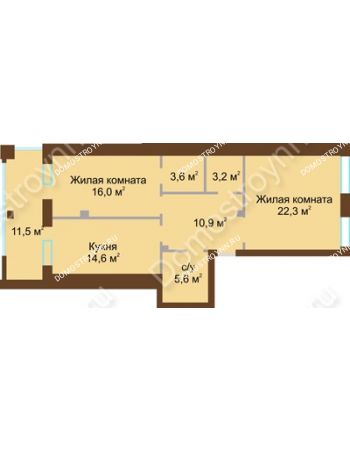 2 комнатная квартира 81,9 м² - ЖД по ул. Почаинская