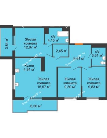 3 комнатная квартира 75,9 м² в ЖК Все свои VIP, дом Литер 5