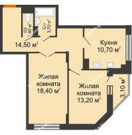 2 комнатная квартира 63,7 м² в ЖК Высота, дом 4 позиция - планировка