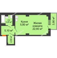 Студия 40,39 м² в ЖК Сокол Градъ, дом Литер 3 - планировка
