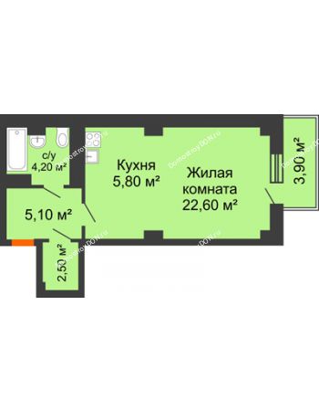Студия 40,39 м² в ЖК Сокол Градъ, дом Литер 3 (6)