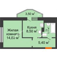 1 комнатная квартира 34,2 м² в ЖК 5 Элемент (Пятый Элемент), дом Корпус 5-7 (Монолит) - планировка