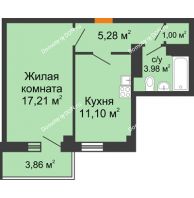 1 комнатная квартира 39,77 м² в ЖК Сокол на Оганова, дом Литер 2 - планировка