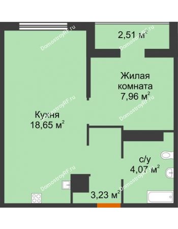 2 комнатная квартира 36,42 м² в ЖК Сердце Сибири, дом № 76, квартал Геологов (ГП-2)