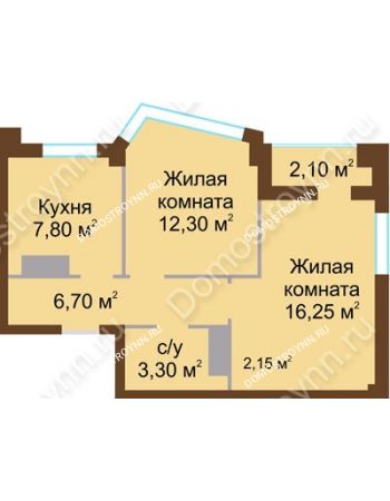 2 комнатная квартира 47,4 м² - ЖК Северный Дворик