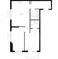 2 комнатная квартира 57,9 м² в ЖК Савин парк, дом корпус 8 - планировка