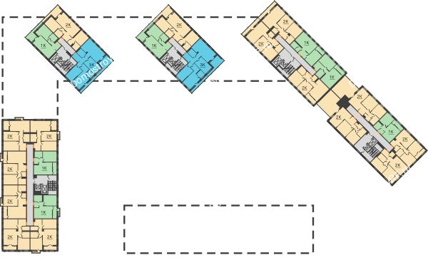 Планировка 14 этажа в доме ГП-1 в ЖК Андерсен парк