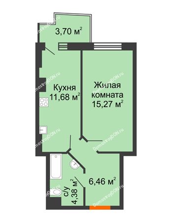 1 комнатная квартира 38,9 м² в ЖК Сердце Ростова 2, дом Литер 5