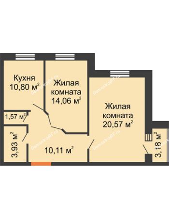 2 комнатная квартира 62,63 м² - ЖК Парк Металлургов