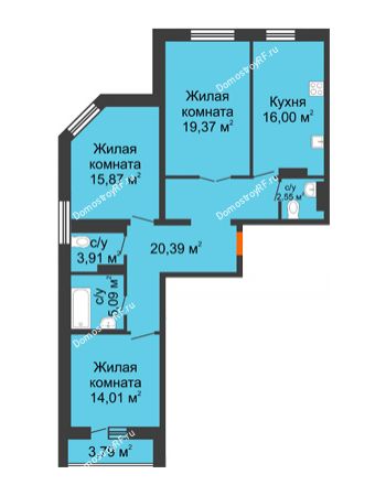3 комнатная квартира 99,09 м² - ЖК Адмиралъ