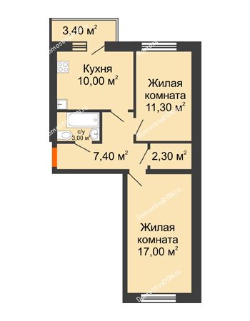 2 комнатная квартира 52 м² - ЖК Ленина, 187