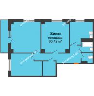 3 комнатная квартира 95,95 м² в ЖК Сокол Градъ, дом Литер 1 - планировка