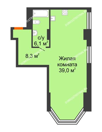 Студия 53,4 м² - Комплекс апартаментов KM TOWER PLAZA (КМ ТАУЭР ПЛАЗА)