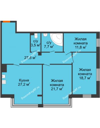 3 комнатная квартира 118,4 м² - КД Green Вита (Грин Вита)