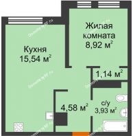 2 комнатная квартира 34,11 м² в ЖК Сердце Сибири, дом Квартал Геологов, ГП-2 - планировка
