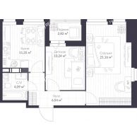 2 комнатная квартира 55 м² в ЖК Veren Next Шуваловский, дом 9 - планировка
