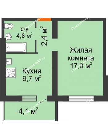 1 комнатная квартира 38 м² в Жилой район Волгарь, дом № 1, 15 квартал,  5А микрорайон
