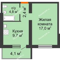 1 комнатная квартира 38 м² в Жилой район Волгарь, дом № 1, 15 квартал,  5А микрорайон - планировка