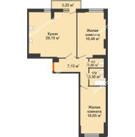 2 комнатная квартира 76,16 м², ЖК Орбита - планировка